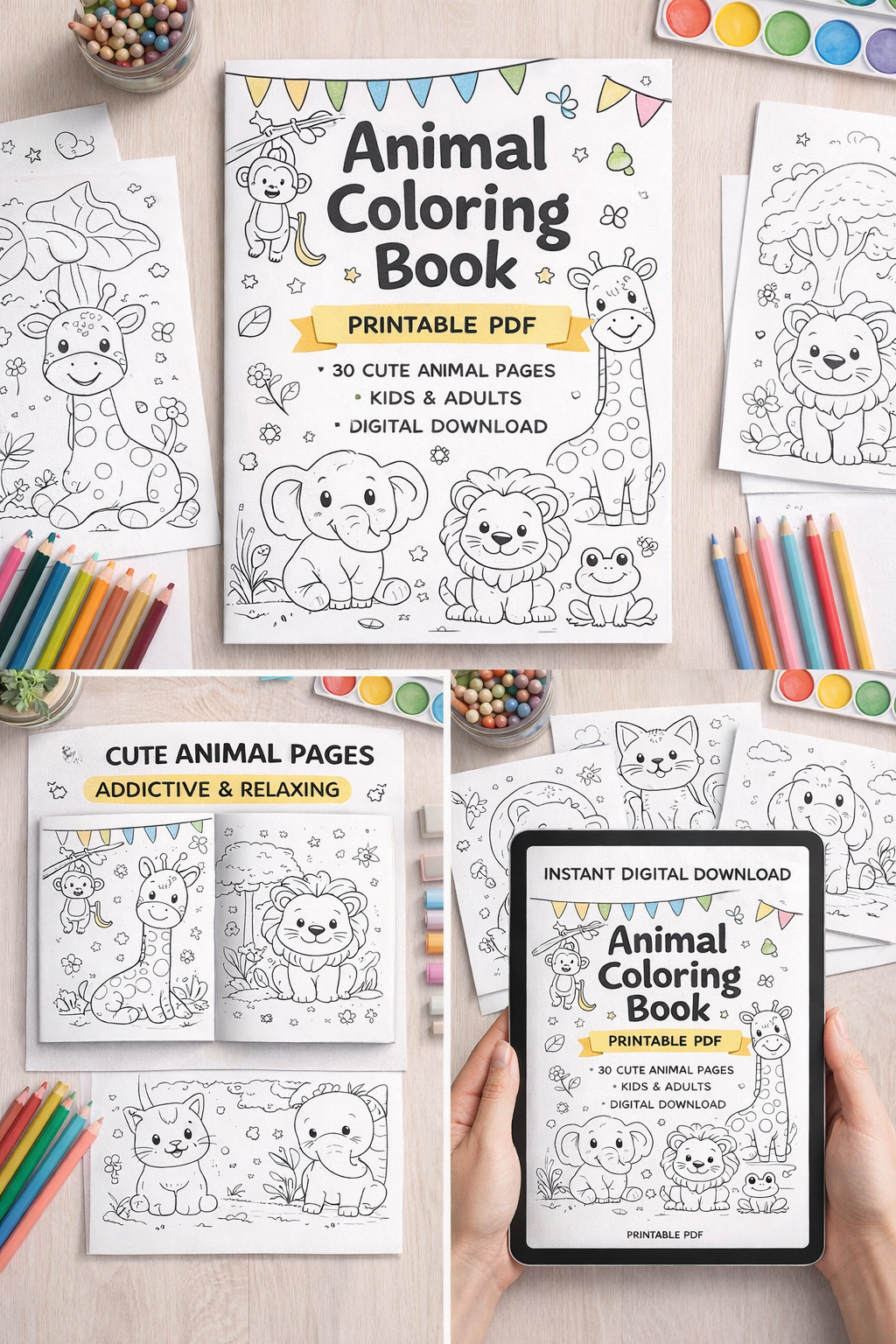 Animal Coloring Book – Printable PDF for Kids & Adults
