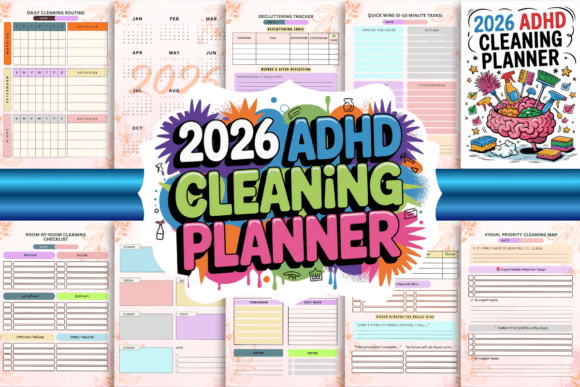 2026 ADHD Cleaning Planner – Printable & Editable PDF for Organized Home